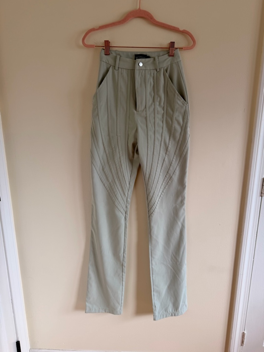 PrettyLittleThing Men's Panel Detail Sage Green Chinos